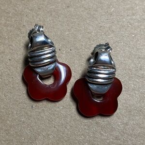 Vintage red carnelian sterling silver earrings